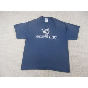 John 3:16 Shirt Mens‎ Large Blue Sign from God Scripture Love Christian Bible